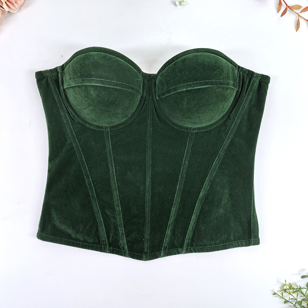 Womens Velvet Bustier Corset Top Body Shaper for Slimming Night Party Wear